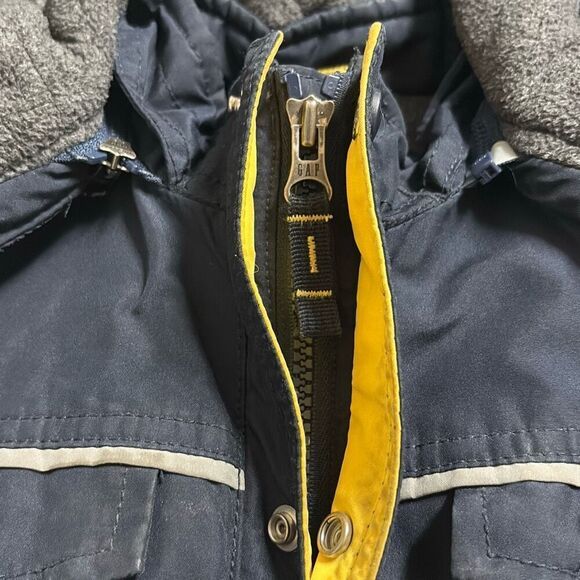 Gap Toddler 4 Navy Blue Yellow Winter Ski Zip Up Hoodie Heavy Coat - Picture 4 of 10